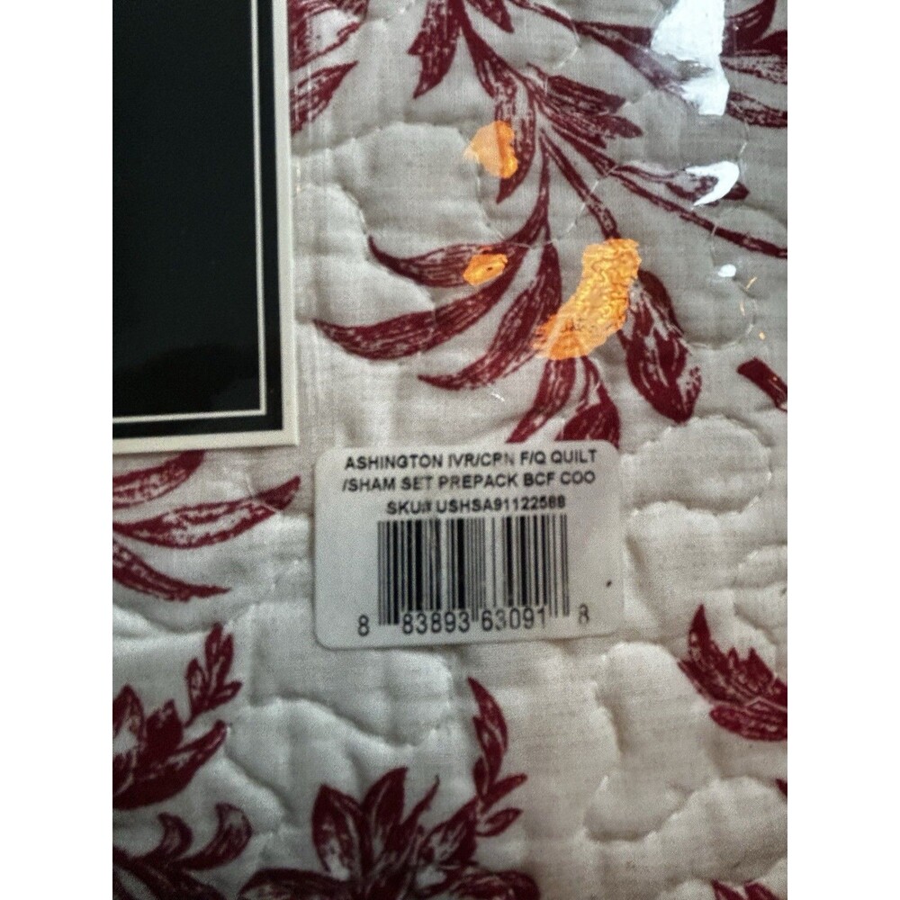 Laura Ashley Ashington Full Queen Quilt Set, 3 Piece Red Floral Cotton Prewashed - Picture 11 of 14